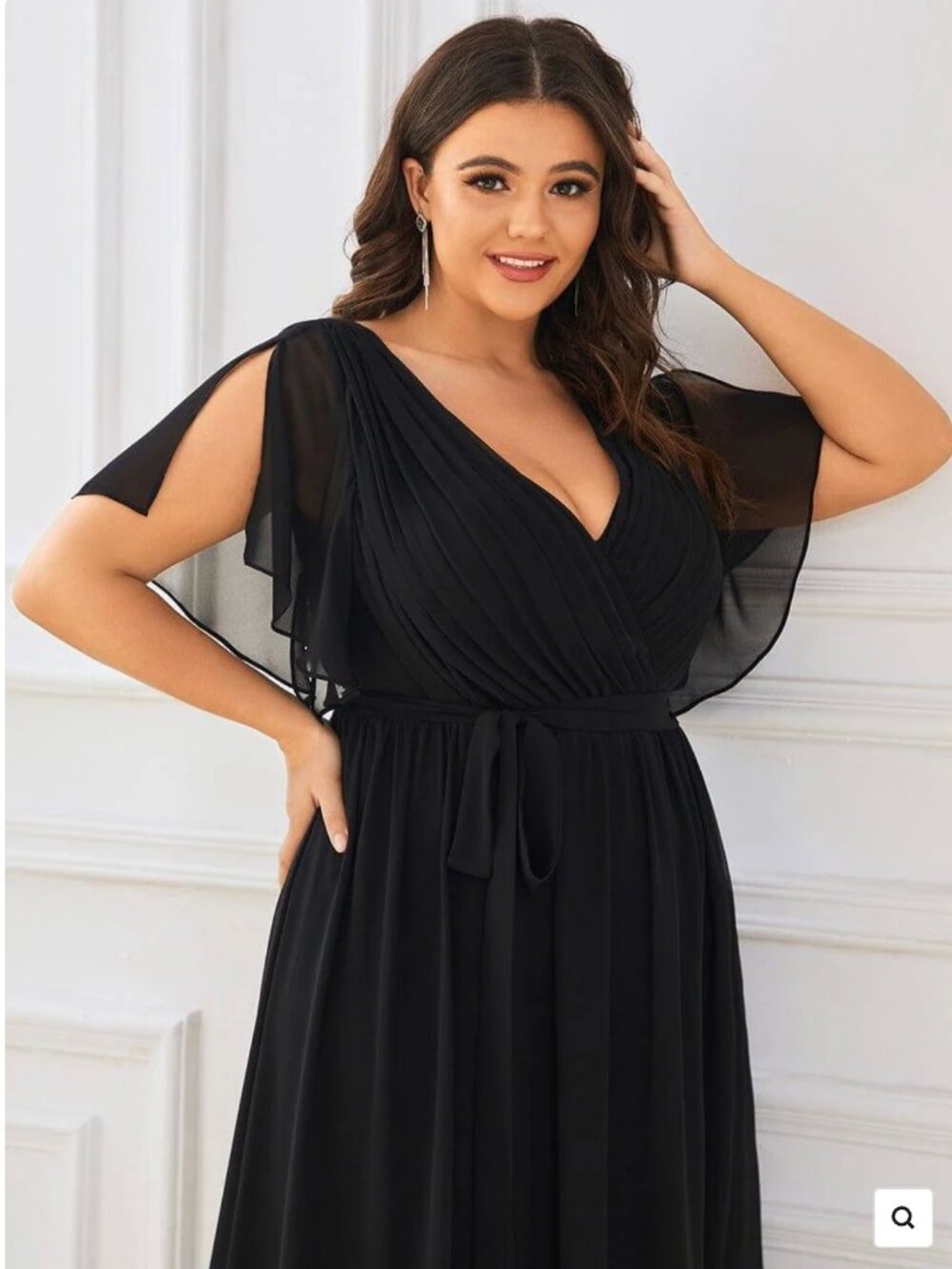 NWT Ever Pretty ever LEORA Flowy Black Chiffon Bridesmaid Dress - plus size 22 - Picture 3 of 5